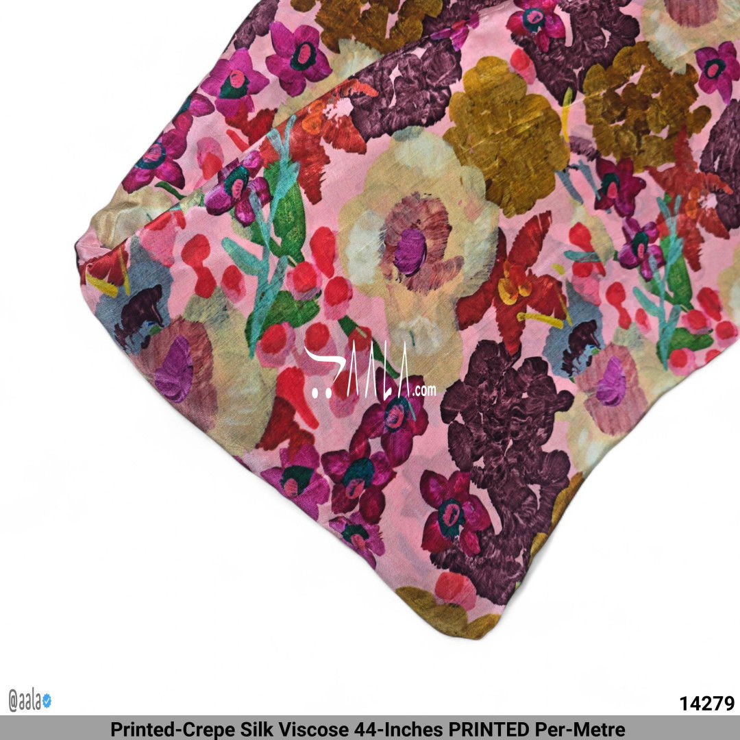 Printed-Crepe Silk Viscose 44-Inches PRINTED Per-Metre #14279