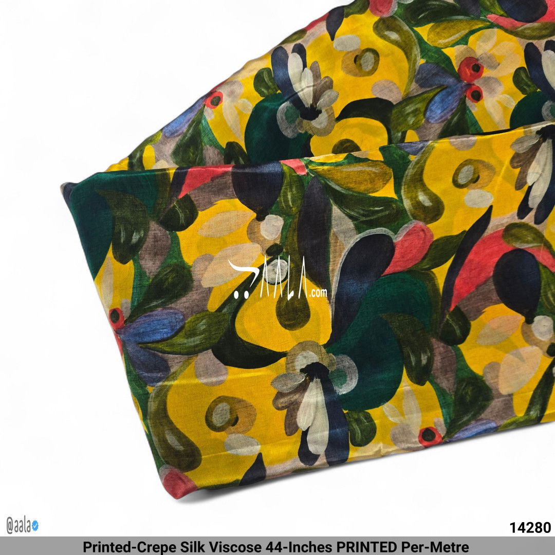 Printed-Crepe Silk Viscose 44-Inches PRINTED Per-Metre #14280