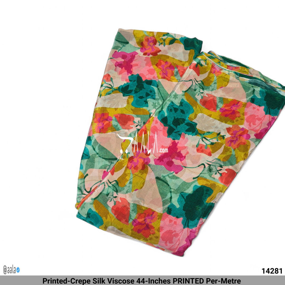 Printed-Crepe Silk Viscose 44-Inches PRINTED Per-Metre #14281