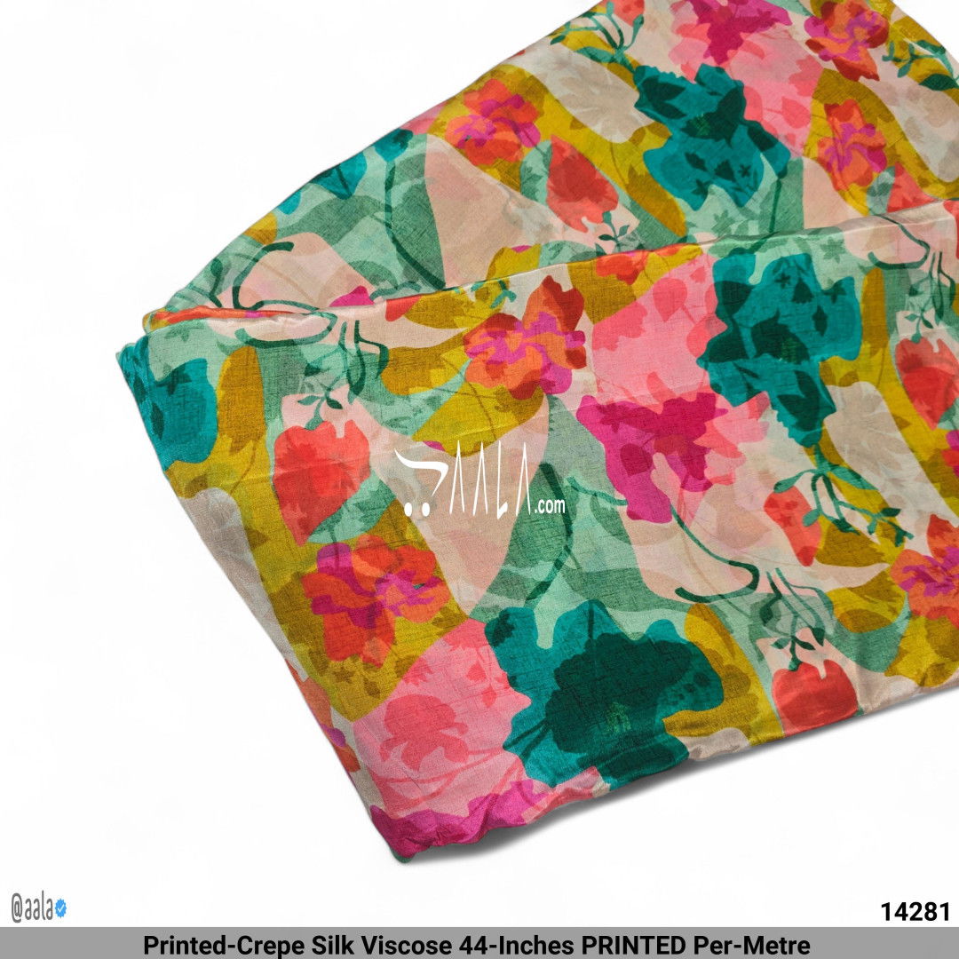 Printed-Crepe Silk Viscose 44-Inches PRINTED Per-Metre #14281