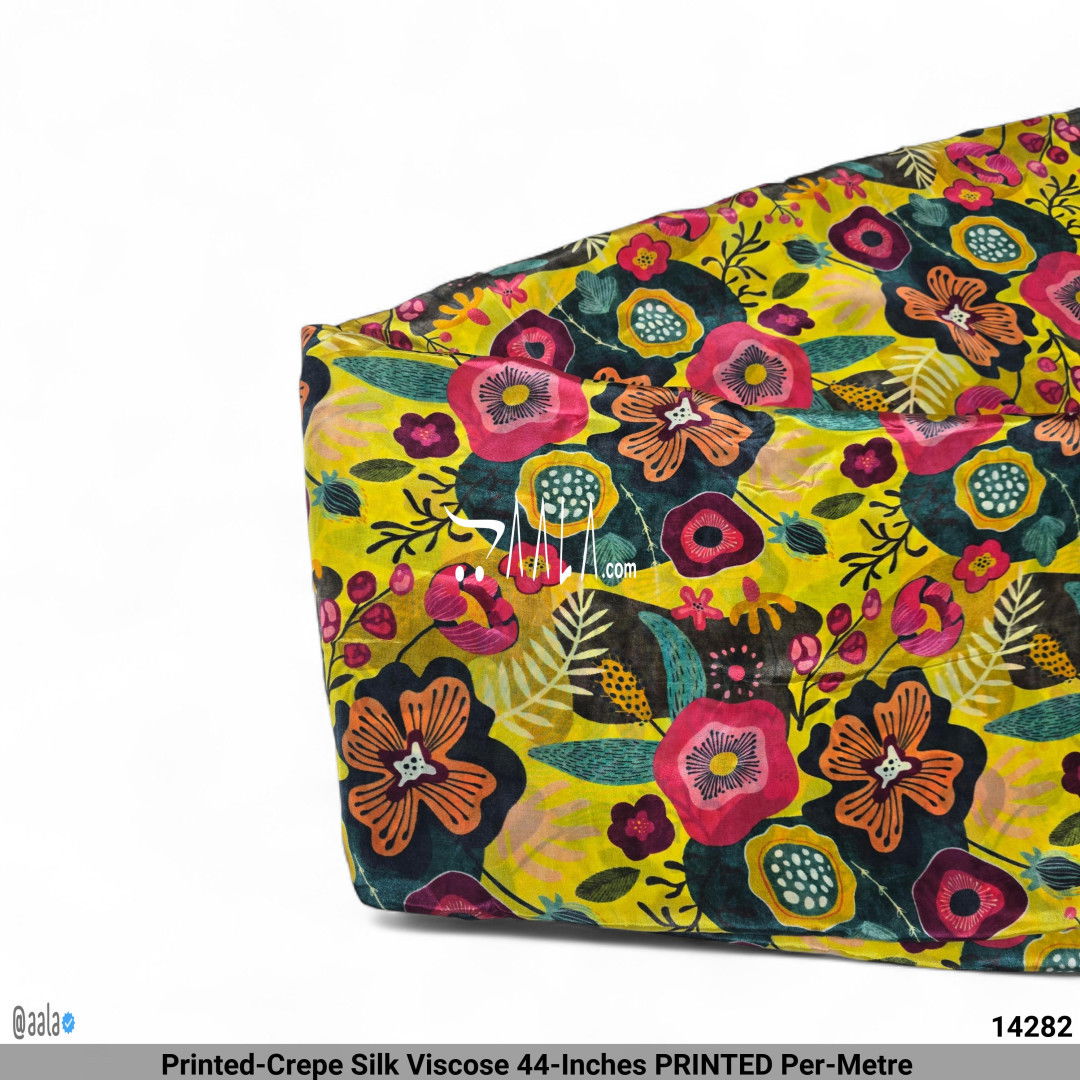 Printed-Crepe Silk Viscose 44-Inches PRINTED Per-Metre #14282