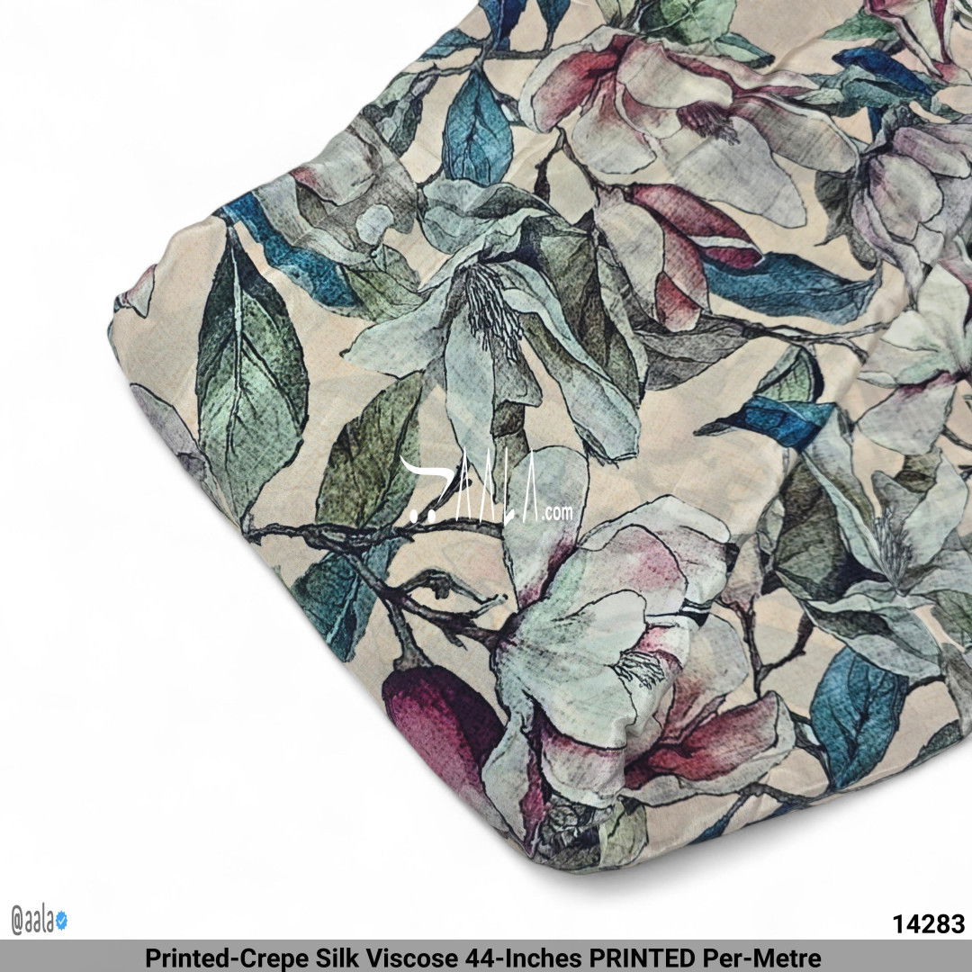 Printed-Crepe Silk Viscose 44-Inches PRINTED Per-Metre #14283