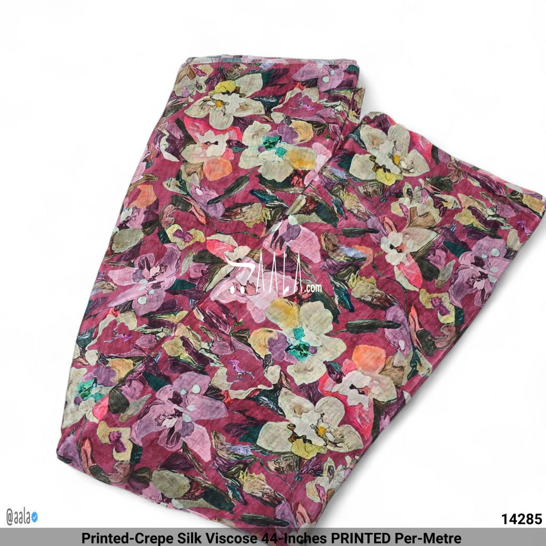 Printed-Crepe Silk Viscose 44-Inches PRINTED Per-Metre #14285