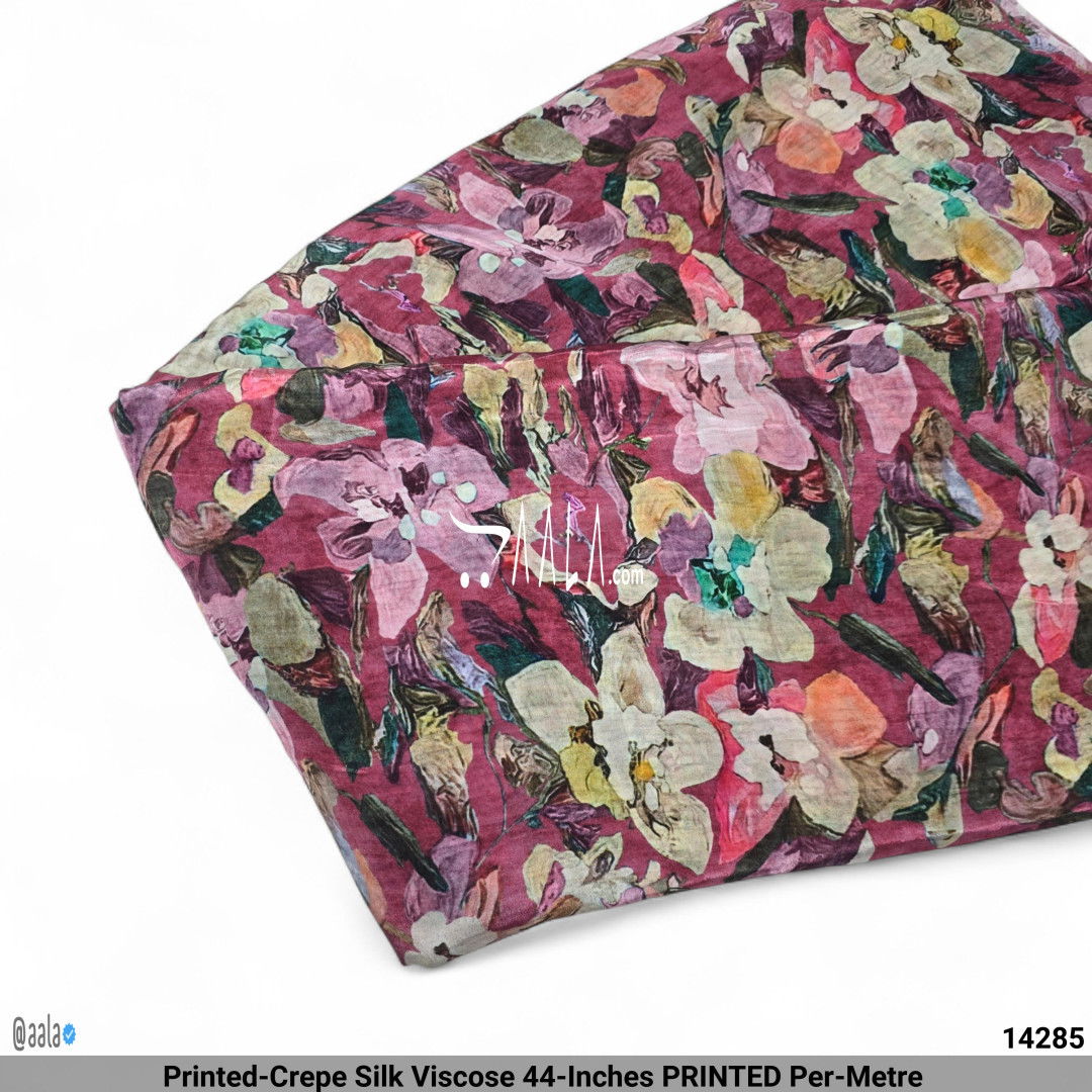 Printed-Crepe Silk Viscose 44-Inches PRINTED Per-Metre #14285