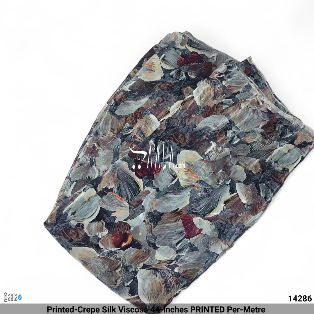 Printed-Crepe Silk Viscose 44-Inches PRINTED Per-Metre #14286