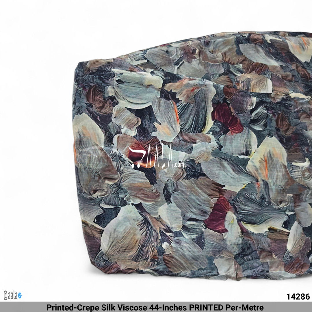 Printed-Crepe Silk Viscose 44-Inches PRINTED Per-Metre #14286