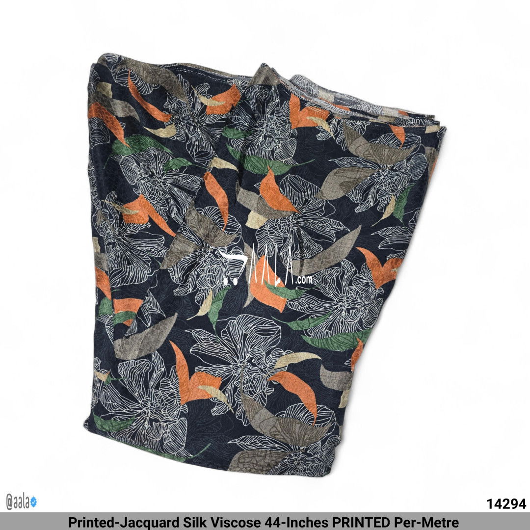 Printed-Jacquard Silk Viscose 44-Inches PRINTED Per-Metre #14294