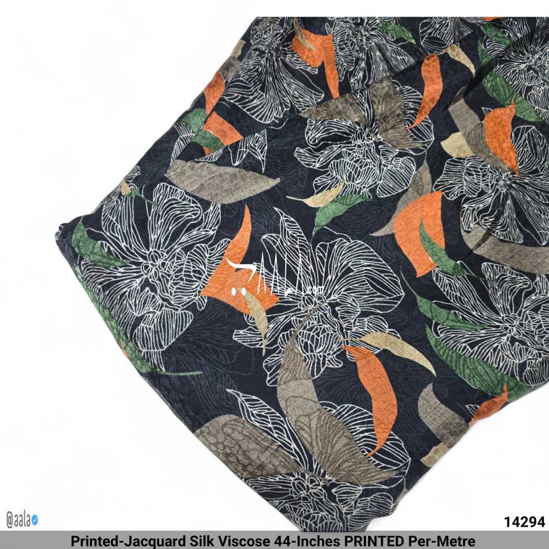 Printed-Jacquard Silk Viscose 44-Inches PRINTED Per-Metre #14294