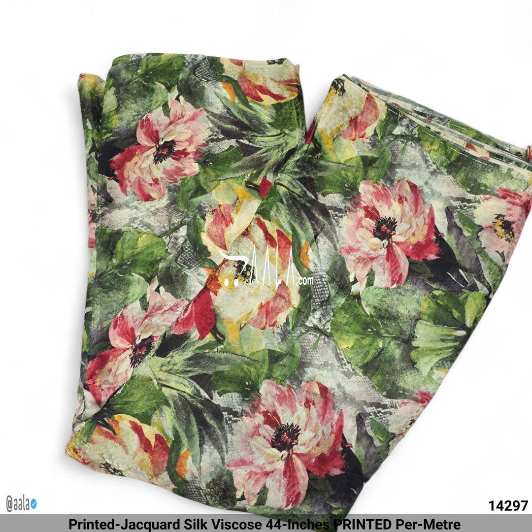 Printed-Jacquard Silk Viscose 44-Inches PRINTED Per-Metre #14297