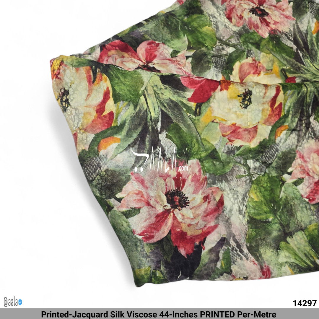 Printed-Jacquard Silk Viscose 44-Inches PRINTED Per-Metre #14297