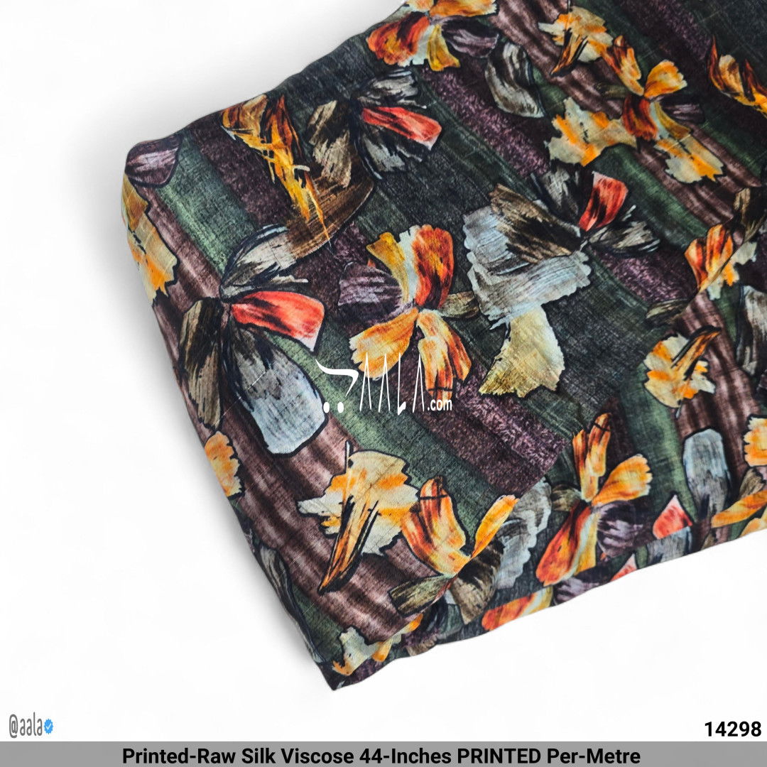 Printed-Raw Silk Viscose 44-Inches PRINTED Per-Metre #14298