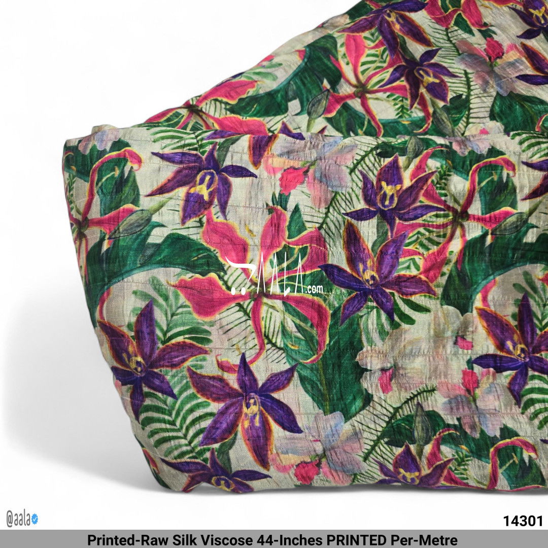 Printed-Raw Silk Viscose 44-Inches PRINTED Per-Metre #14301