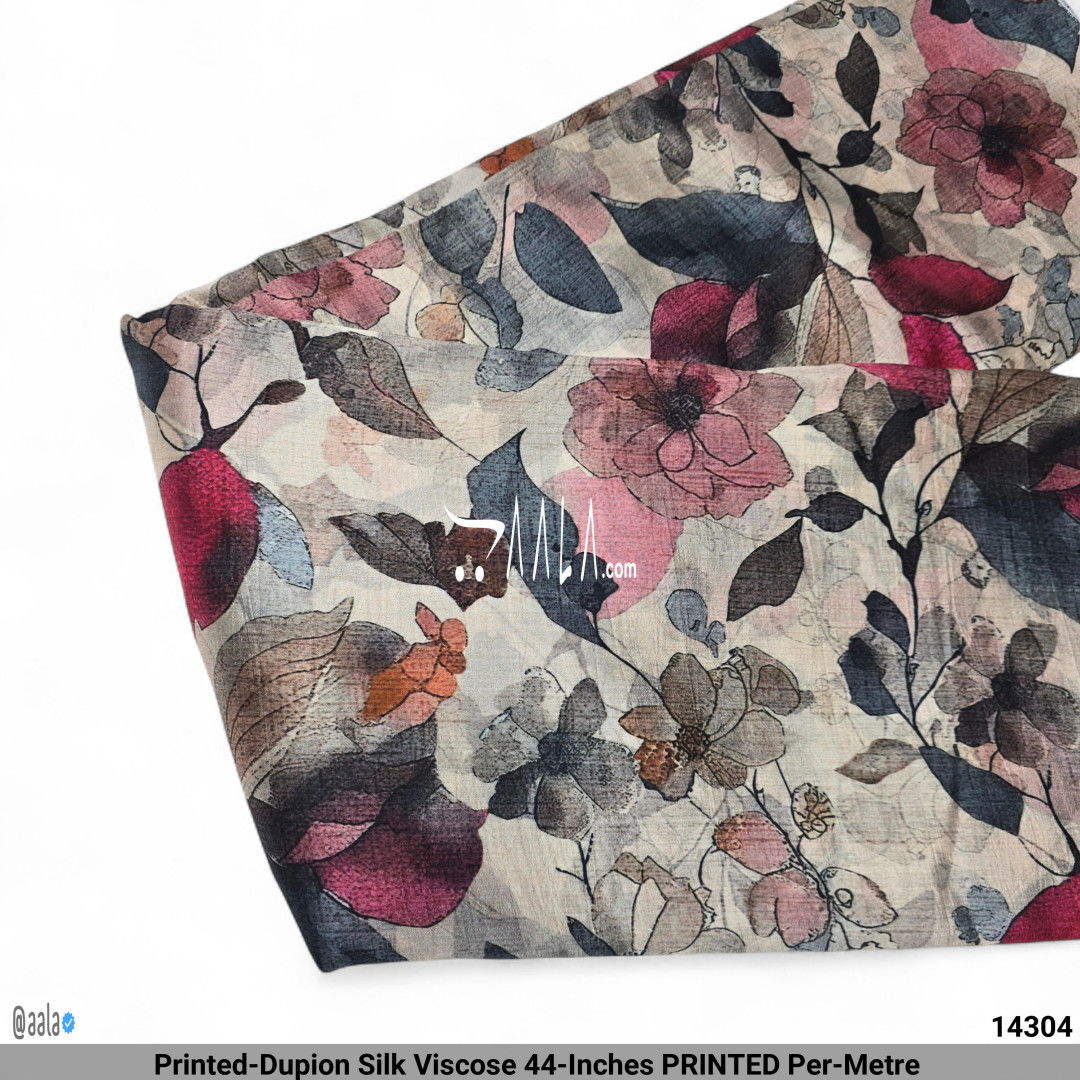 Printed-Dupion Silk Viscose 44-Inches PRINTED Per-Metre #14304