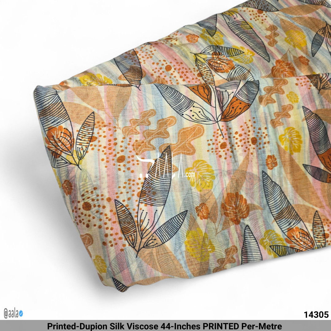 Printed-Dupion Silk Viscose 44-Inches PRINTED Per-Metre #14305