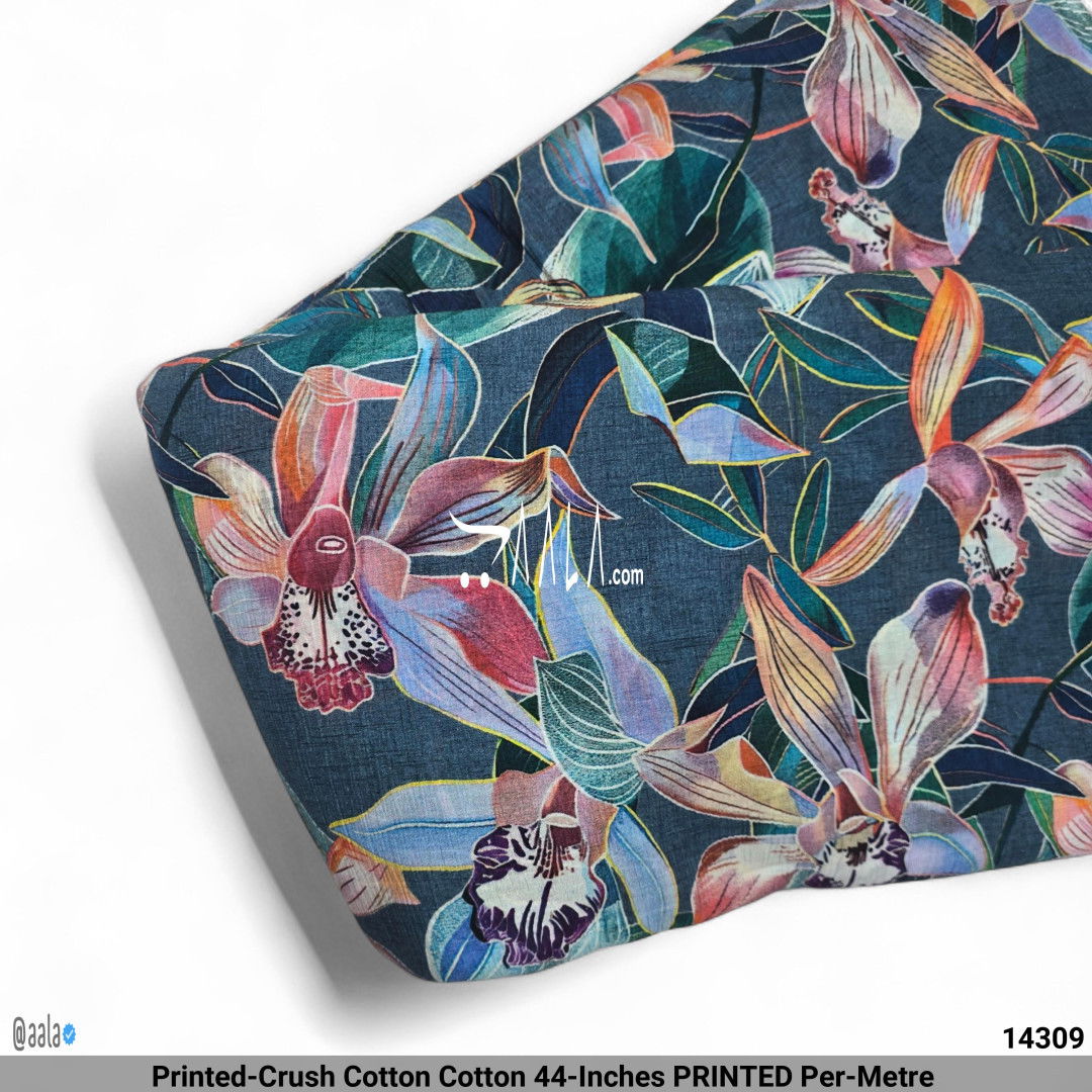 Printed-Crush Cotton Cotton 44-Inches PRINTED Per-Metre #14309