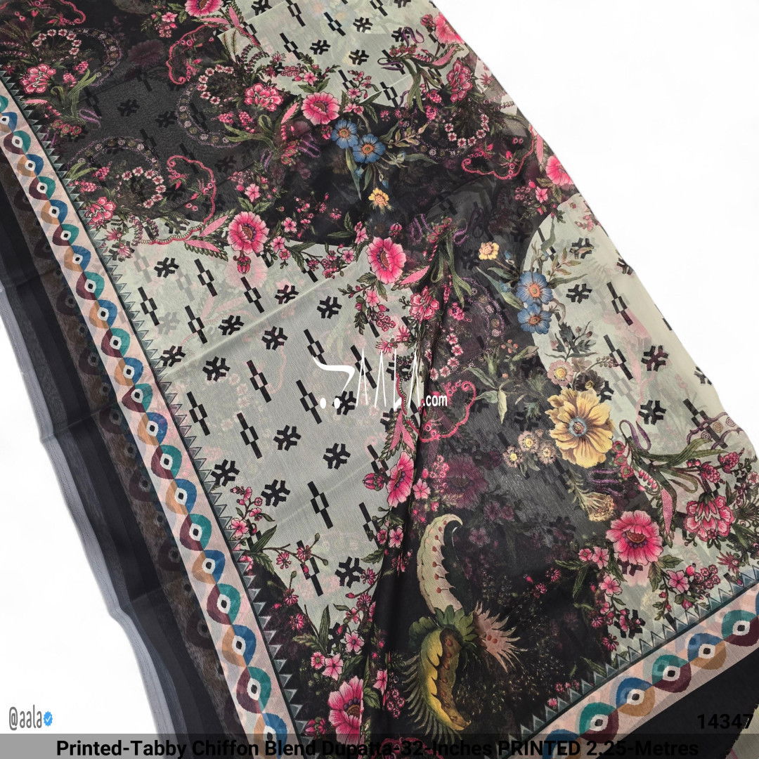 Printed-Tabby Chiffon Blend Dupatta-32-Inches PRINTED 2.25-Metres #14347