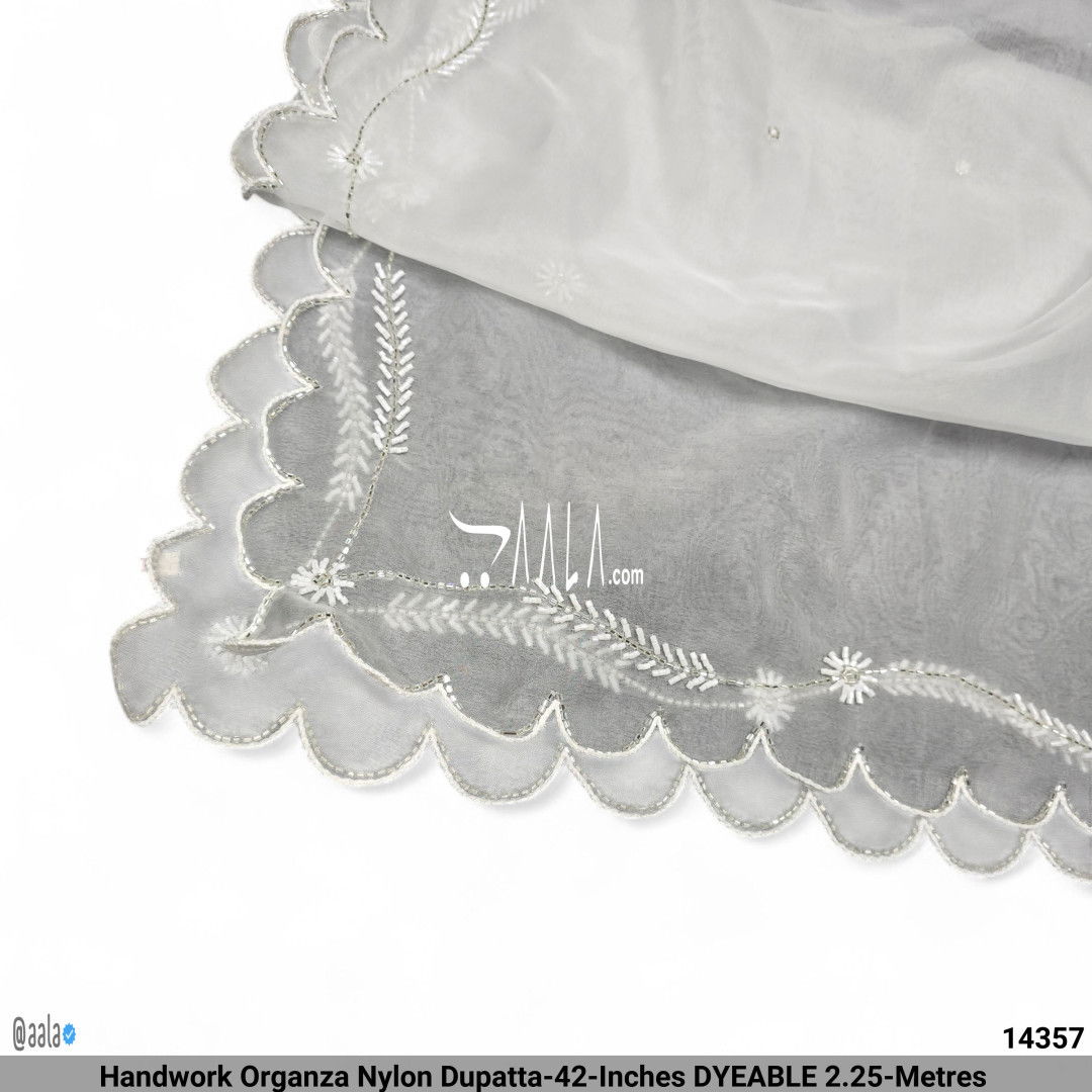 Handwork Organza Nylon Dupatta-42-Inches DYEABLE 2.25-Metres #14357