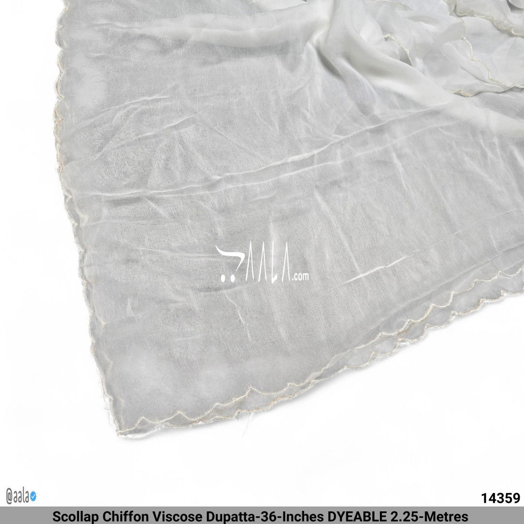 Scollap Chiffon Viscose Dupatta-36-Inches DYEABLE 2.25-Metres #14359
