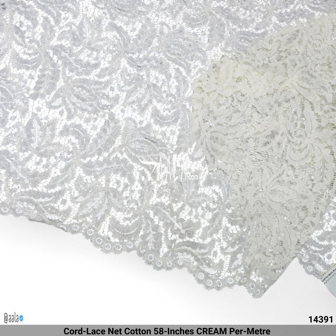 Cord-Lace Net Cotton 58-Inches CREAM Per-Metre #14391