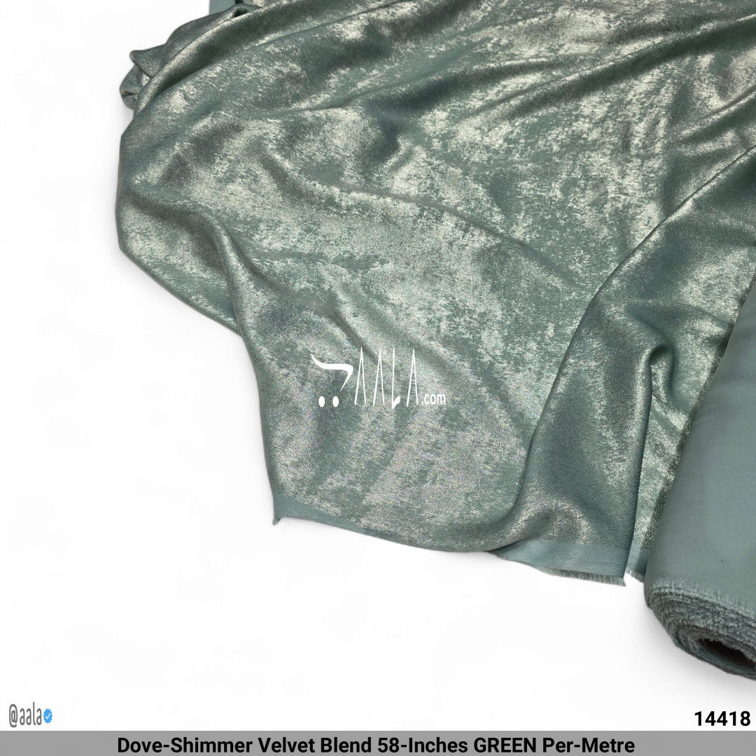 Dove-Shimmer Velvet Blend 58-Inches GREEN Per-Metre #14418