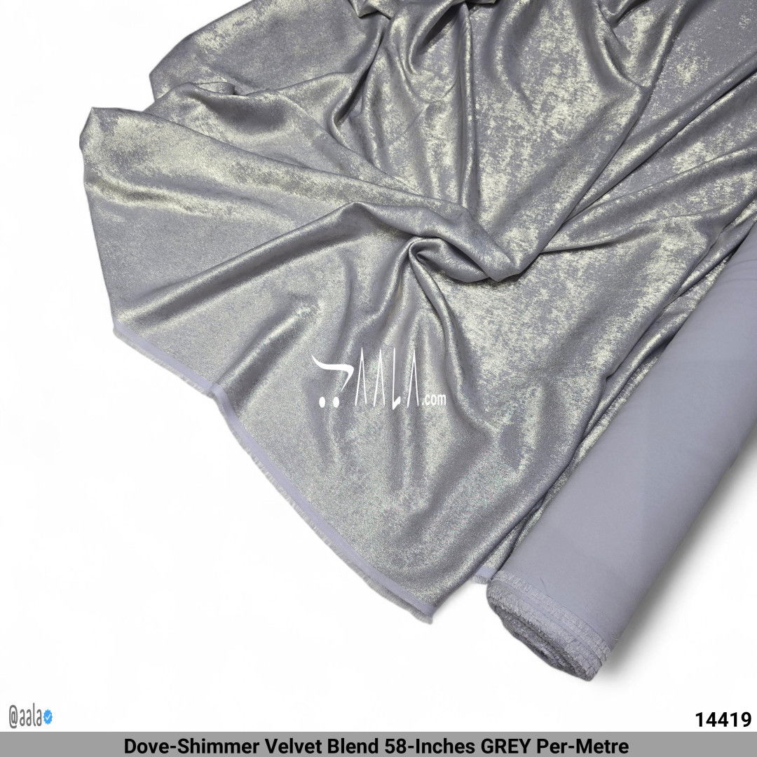 Dove-Shimmer Velvet Blend 58-Inches GREY Per-Metre #14419