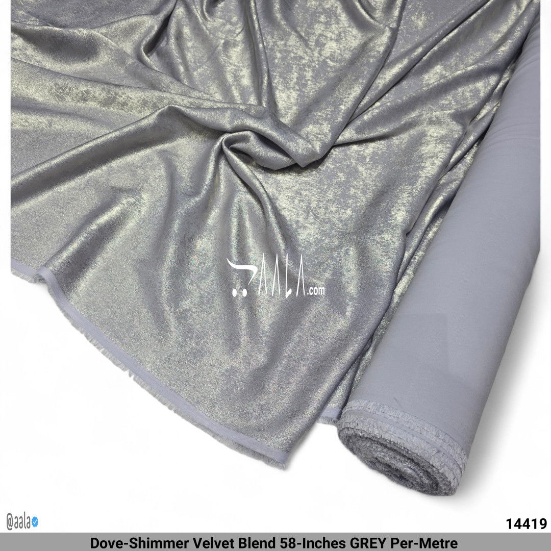 Dove-Shimmer Velvet Blend 58-Inches GREY Per-Metre #14419