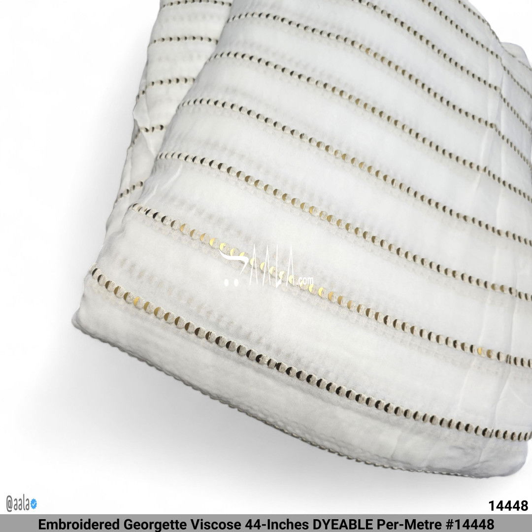 Embroidered Georgette Viscose 44-Inches DYEABLE Per-Metre #14448