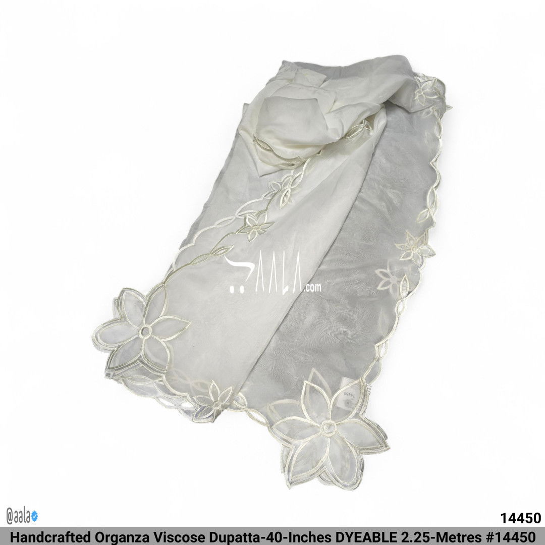 Handcrafted Organza Viscose Dupatta-40-Inches DYEABLE 2.25-Metres #14450