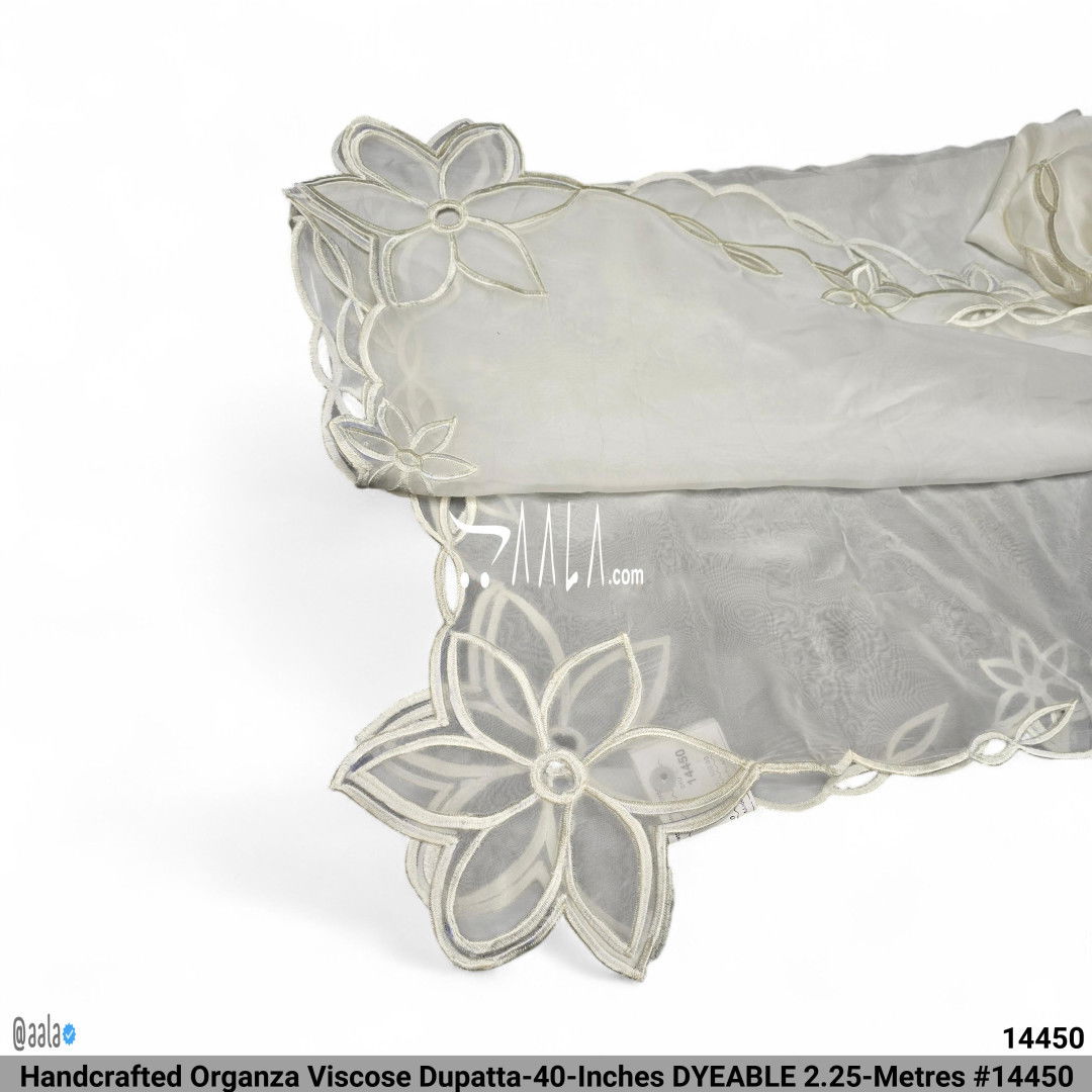 Handcrafted Organza Viscose Dupatta-40-Inches DYEABLE 2.25-Metres #14450