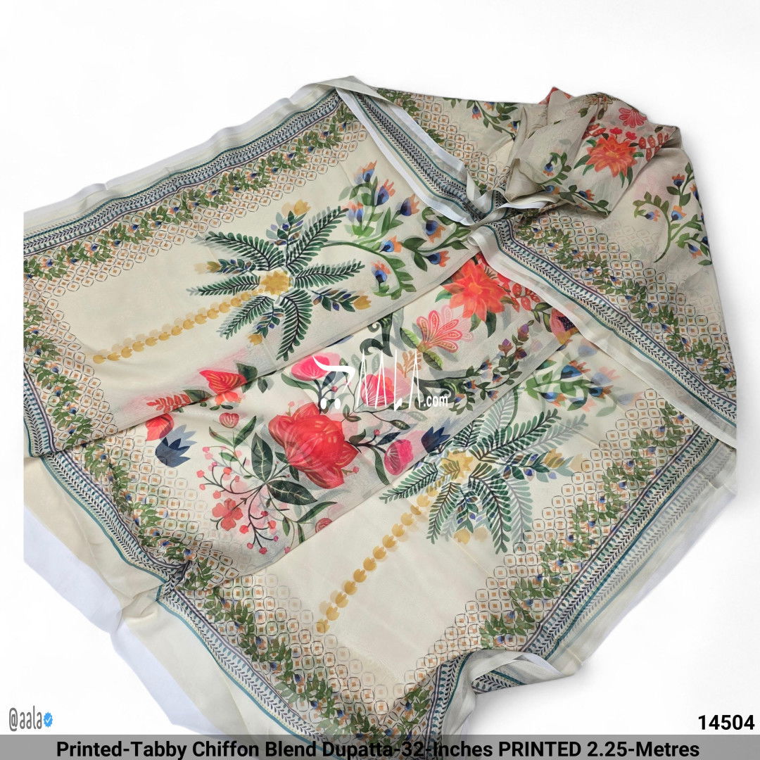 Printed-Tabby Chiffon Blend Dupatta-32-Inches PRINTED 2.25-Metres 