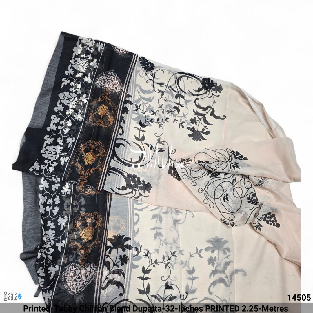 Printed-Tabby Chiffon Blend Dupatta-32-Inches PRINTED 2.25-Metres 