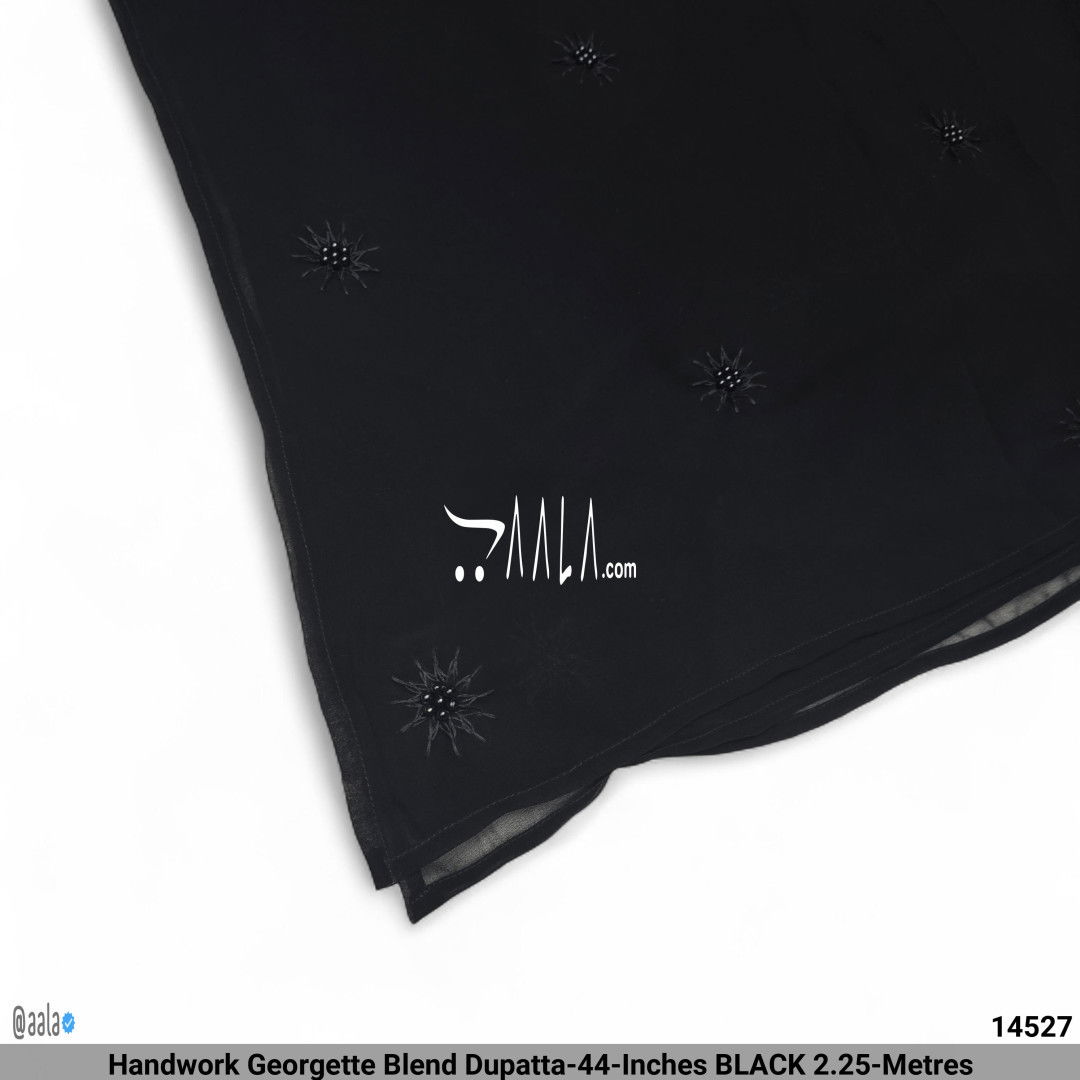 Handwork Georgette Blend Dupatta-44-Inches BLACK 2.25-Metres