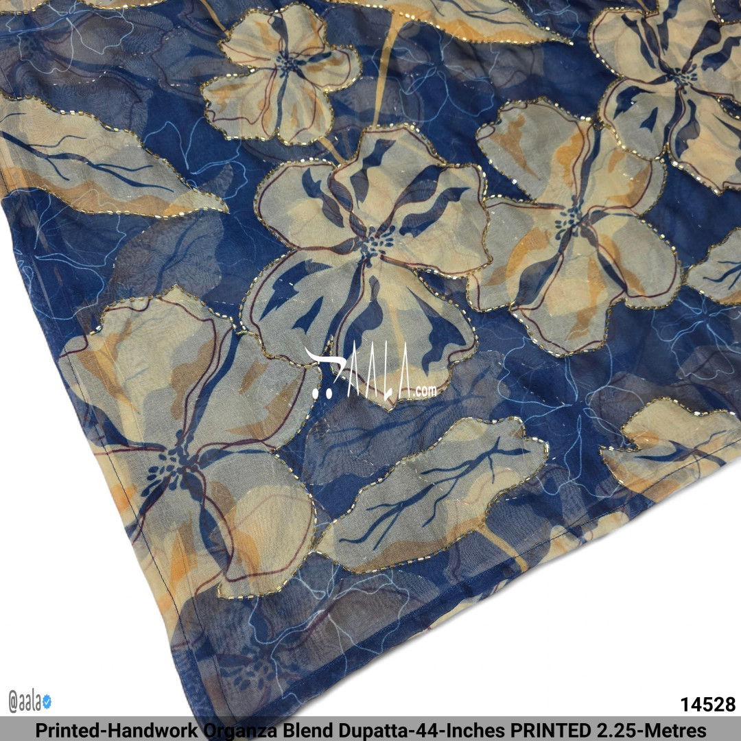 Printed-Handwork Organza Blend Dupatta-44-Inches PRINTED 2.25-Metres