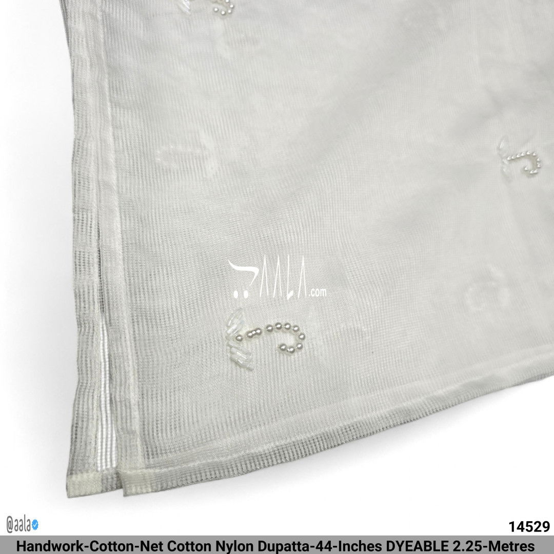 Handwork-Cotton-Net Cotton Nylon Dupatta-44-Inches DYEABLE 2.25-Metres 