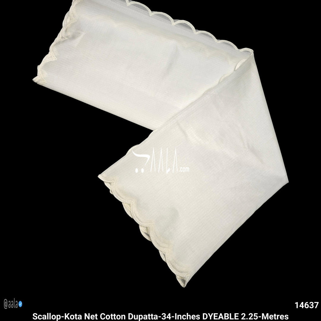 Scallop-Kota Net Cotton Dupatta-34-Inches DYEABLE 2.25-Metres