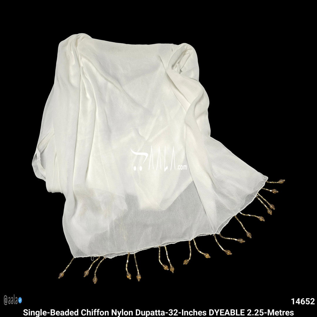 Single-Beaded Chiffon Nylon Dupatta-32-Inches DYEABLE 2.25-Metres