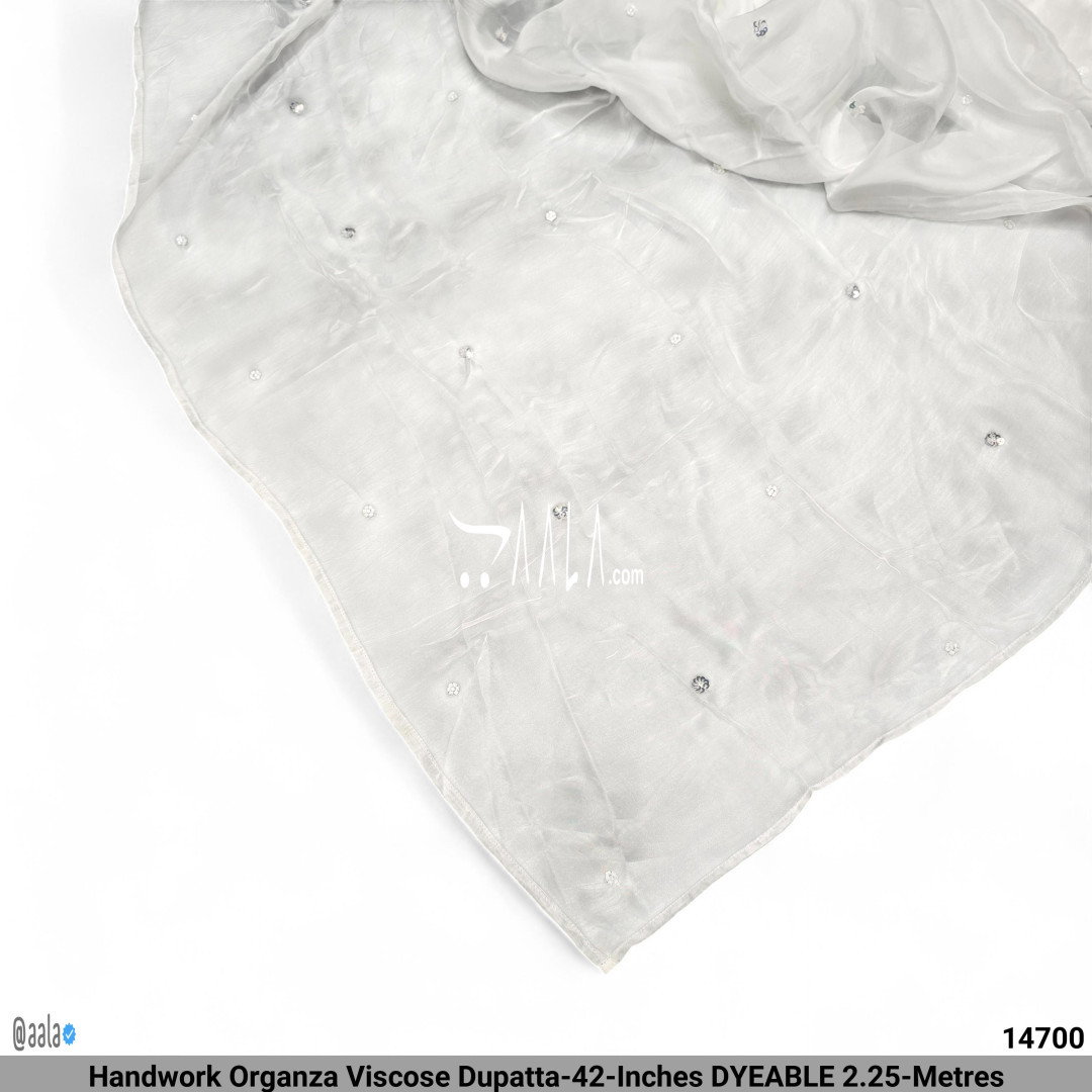 Handwork Organza Viscose Dupatta-42-Inches DYEABLE 2.25-Metres