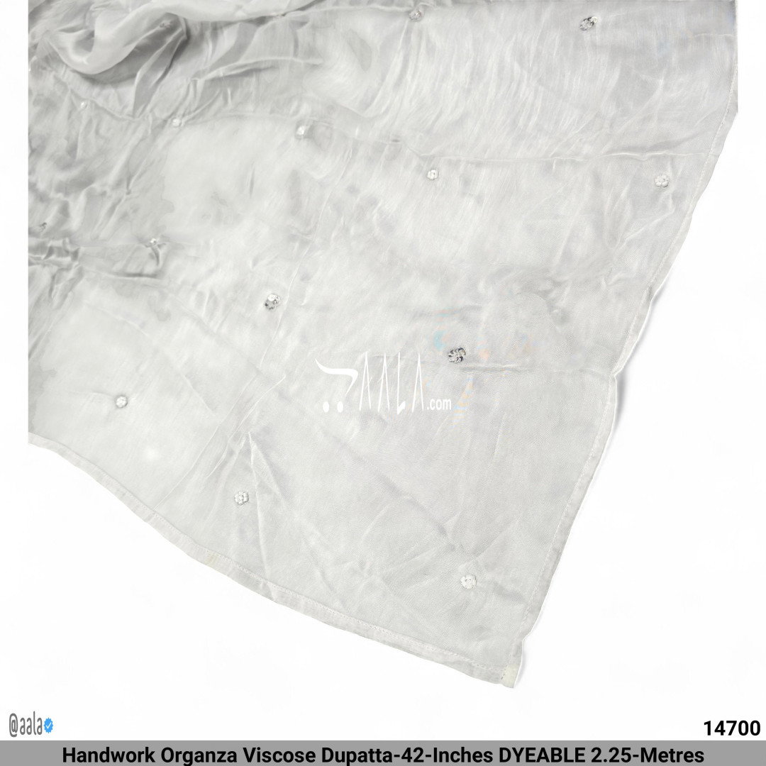 Handwork Organza Viscose Dupatta-42-Inches DYEABLE 2.25-Metres