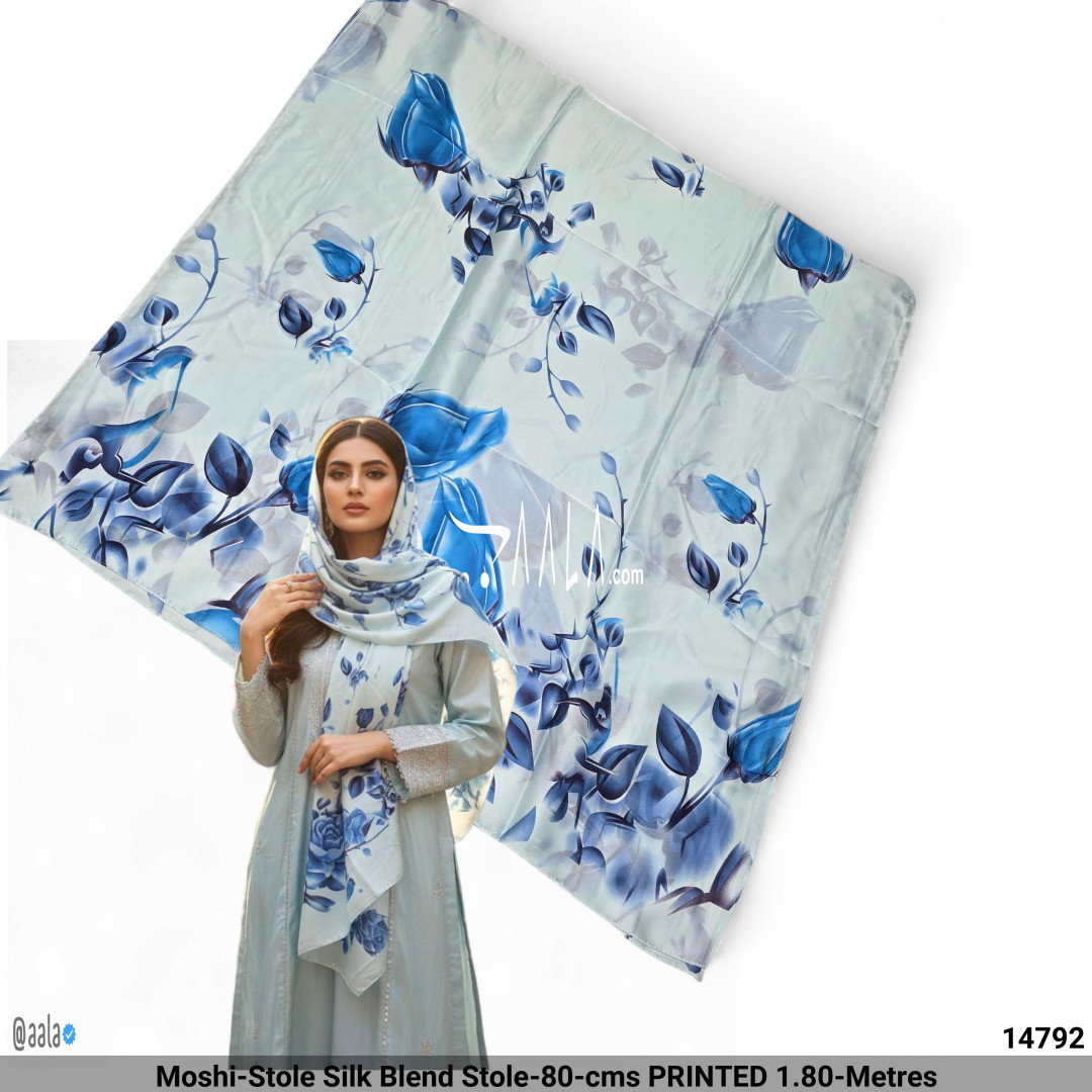 Moshi-Stole Silk Blend Stole-80-cms PRINTED 1.80-Metres