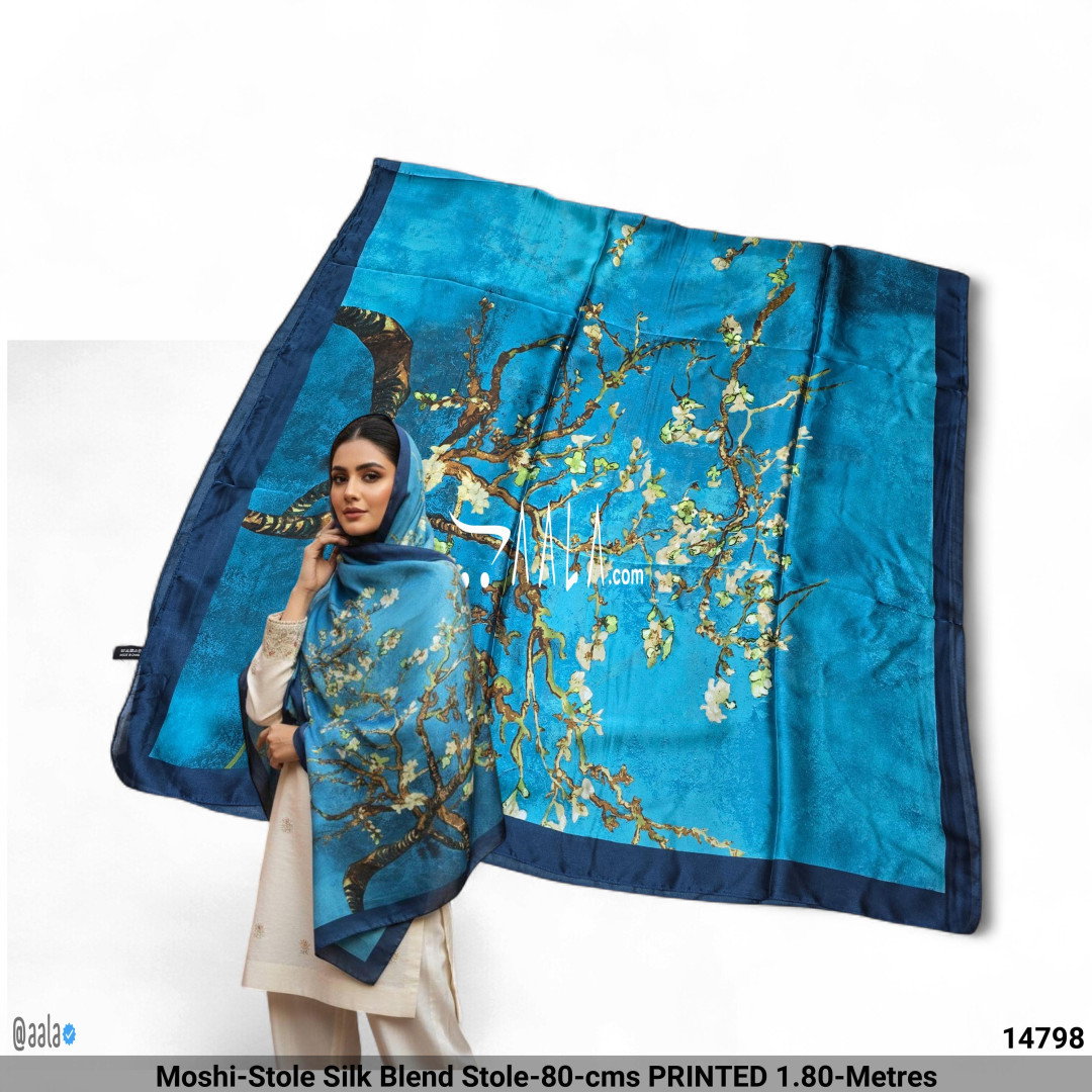 Moshi-Stole Silk Blend Stole-80-cms PRINTED 1.80-Metres