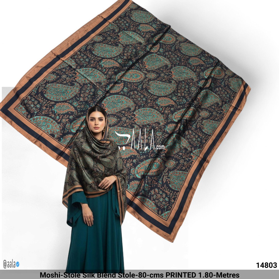 Moshi-Stole Silk Blend Stole-80-cms PRINTED 1.80-Metres