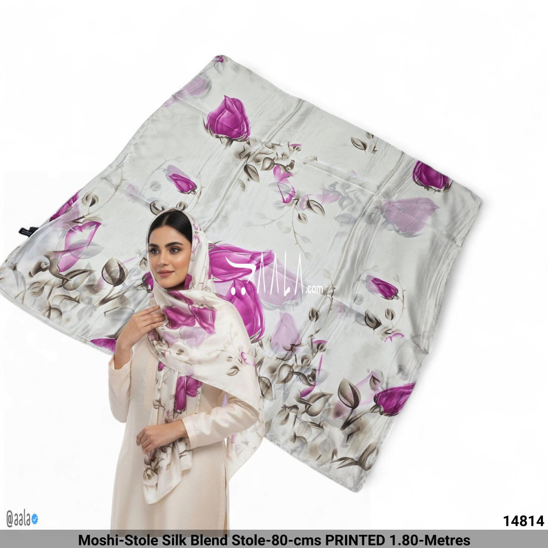 Moshi-Stole Silk Blend Stole-80-cms PRINTED 1.80-Metres