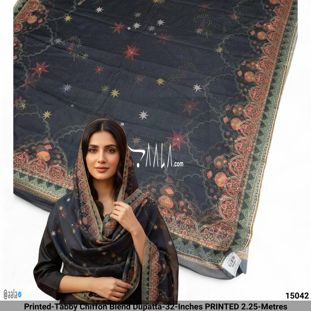 Printed-Tabby Chiffon Blend Dupatta-32-Inches PRINTED 2.25-Metres