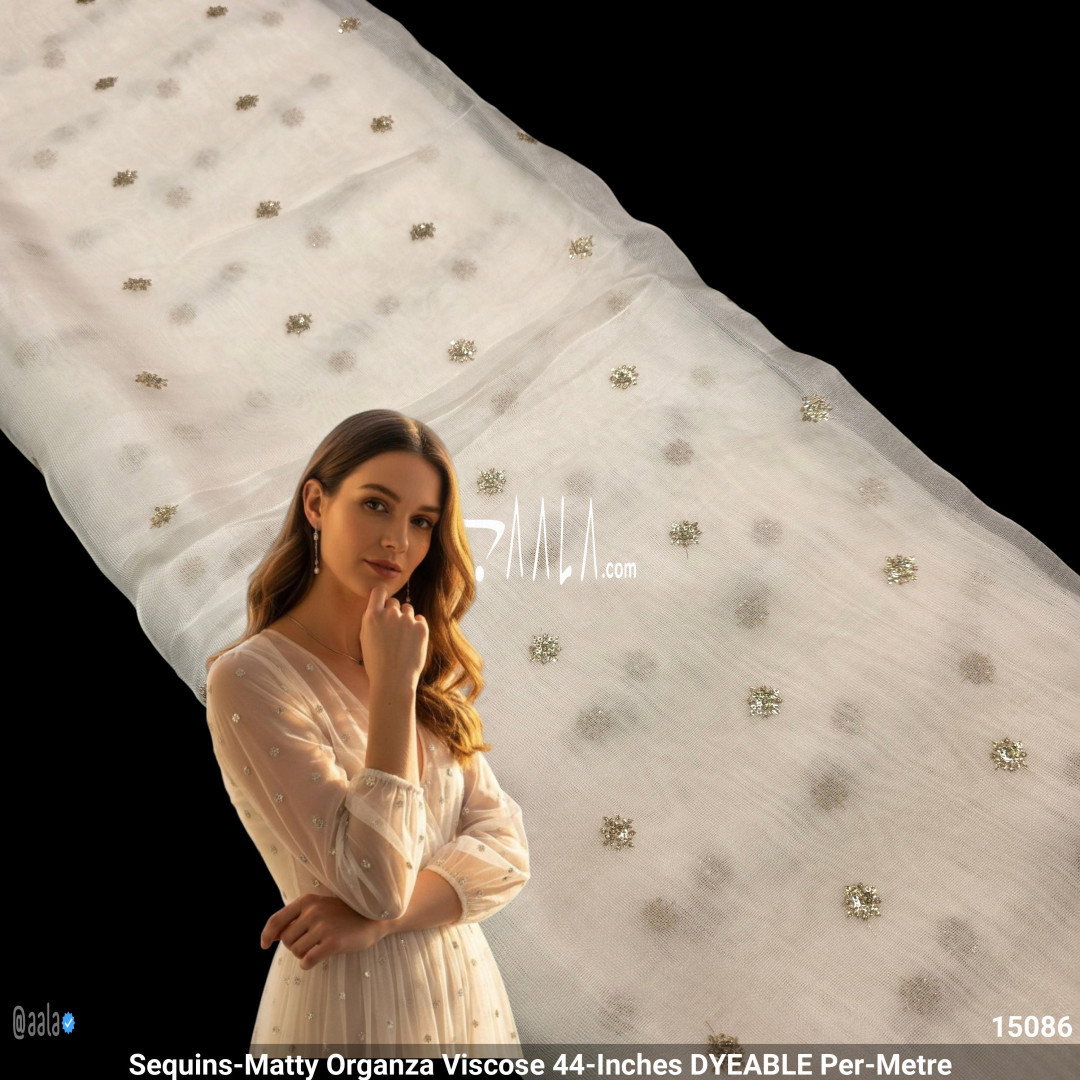 Sequins-Matty Organza Viscose 44-Inches DYEABLE Per-Metre