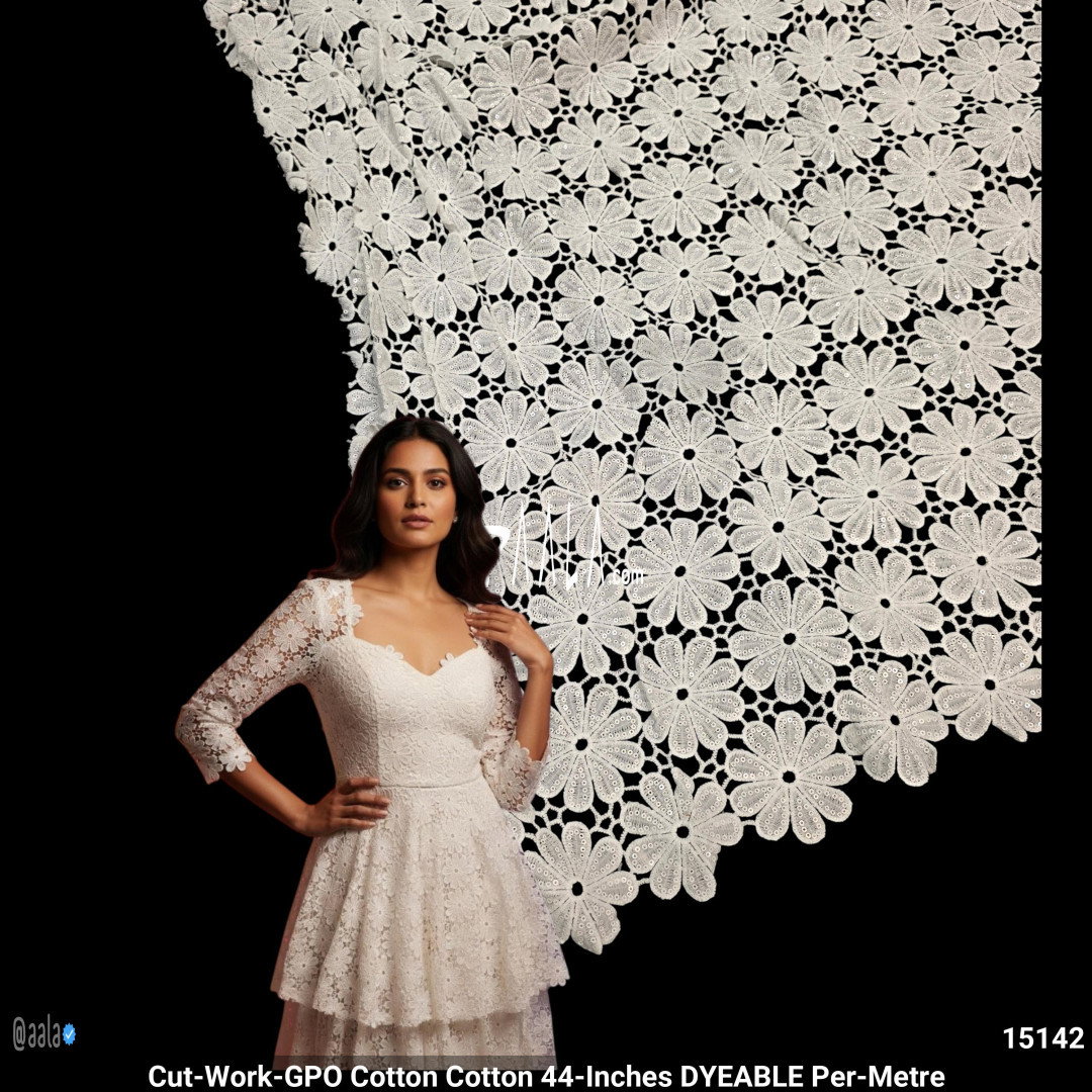 Cut-Work-GPO Cotton Cotton 44-Inches DYEABLE Per-Metre