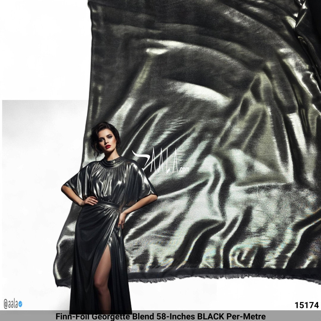 Finn-Foil Georgette Blend 58-Inches BLACK Per-Metre