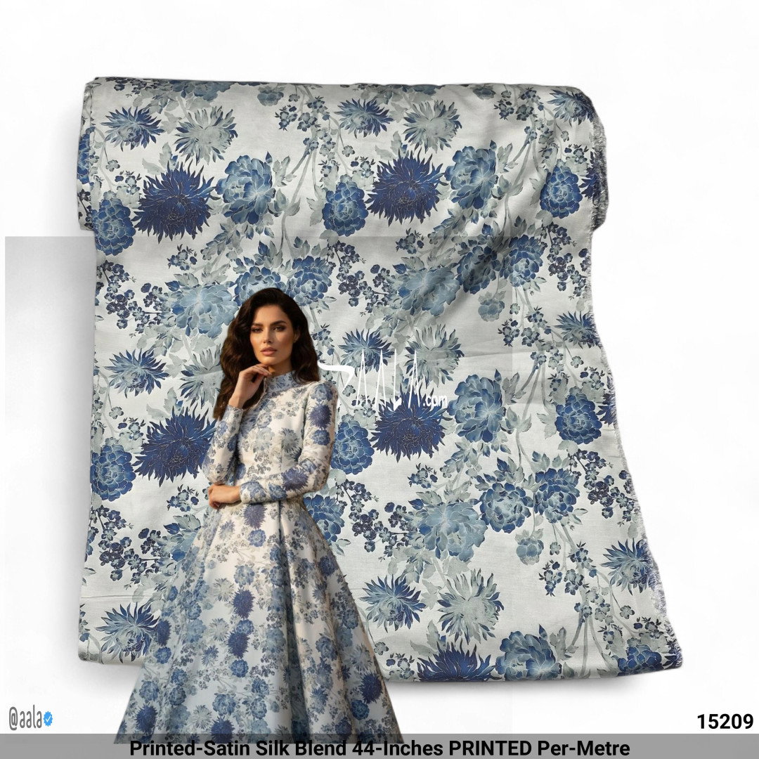 Printed-Satin Silk Blend 44-Inches PRINTED Per-Metre