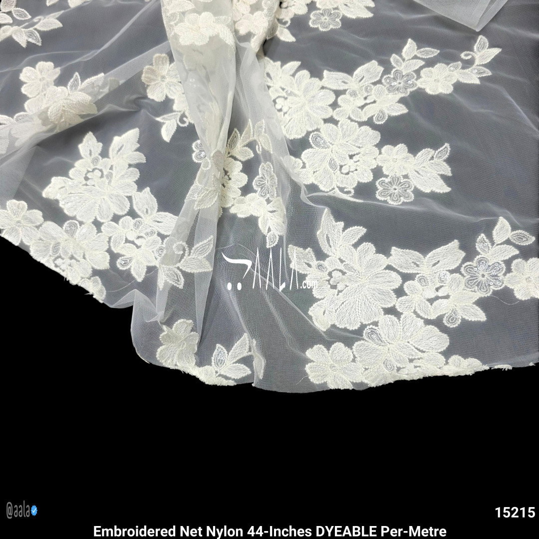 Embroidered Net Nylon 44-Inches DYEABLE Per-Metre