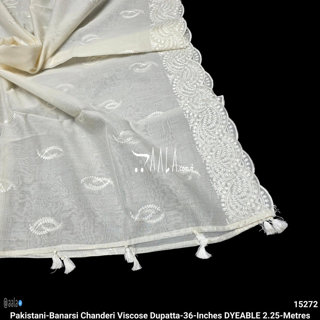 Pakistani-Banarsi Chanderi Viscose Dupatta-36-Inches DYEABLE 2.25-Metres