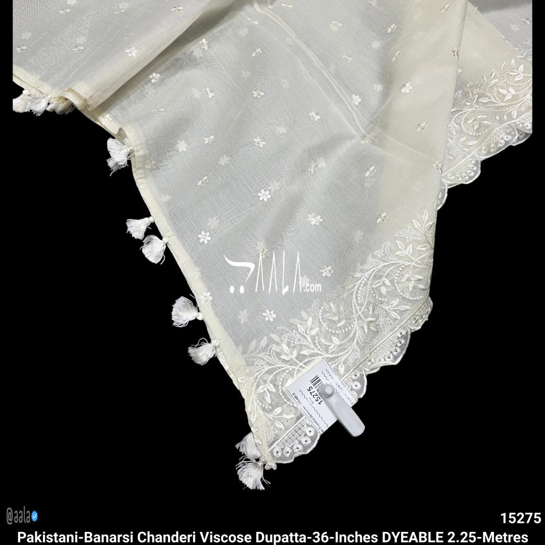 Pakistani-Banarsi Chanderi Viscose Dupatta-36-Inches DYEABLE 2.25-Metres